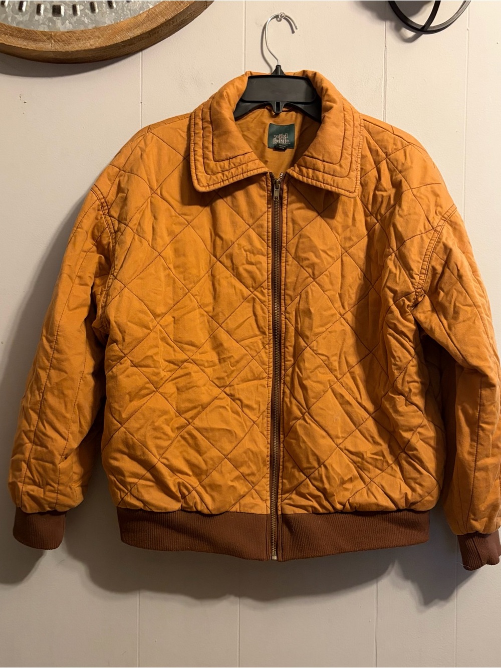 wild fable Quilted Bomber Jacket in Rust Orange